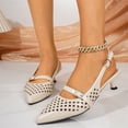 thumbnail image 5 of Hollow Out Cutout Slingback Kitten Heels Formal Evening Dinner, Pointed Toe Buckle Strap Pumps Daily Office Commuting, Comfortable Elegant Dress Shoes Weekend Party Gathering, Beige 6, 5 of 6