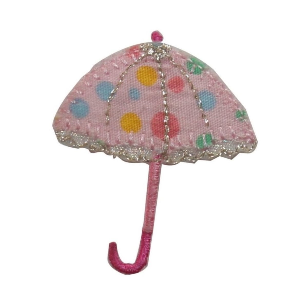 ID 7569 Polka Dotted Umbrella Patch Parasol Fashion Embroidered Iron On