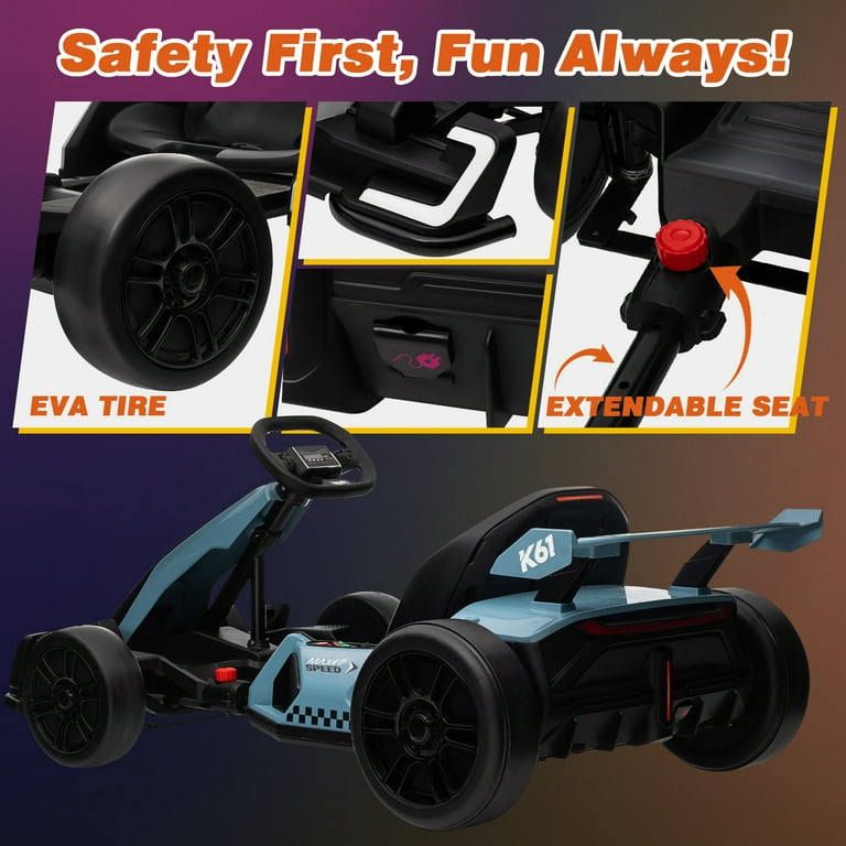 KERRY YOO, Kids Electric Drift Kart, 24V K61, Blue - Walmart.com