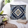 thumbnail image 3 of 20x20 Pillow Covers Set of 2, Navy Blue Brown Boho Throw Pillow Covers Decorative Couch Cushion Case, Vintage Geometric Southwestern Microfiber Square Pillowcases for Bedroom Car Living Room, 3 of 7