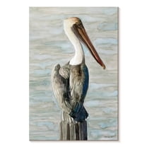 Elephant Stock Classic Brown Pelican Wall Art - Vertical Canvas Wall Art - Living Room Wall Decor - Animal Canvas - Brown And Blue Decor By Stellar Design Studio - 20" x 30"