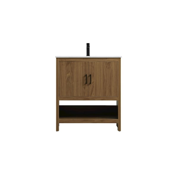 Elegant Kitchen and Bath Ira 30 Inch Single Bathroom Vanity In Walnut Brown