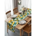 thumbnail image 3 of Burlap Table Runner 120 Inches Long, Summer Lemon Flowers Non-Slip Kitchen Table Runners for Dining Room Everyday Use Party Table Decorations Retro Green Blue Stripes, 3 of 9