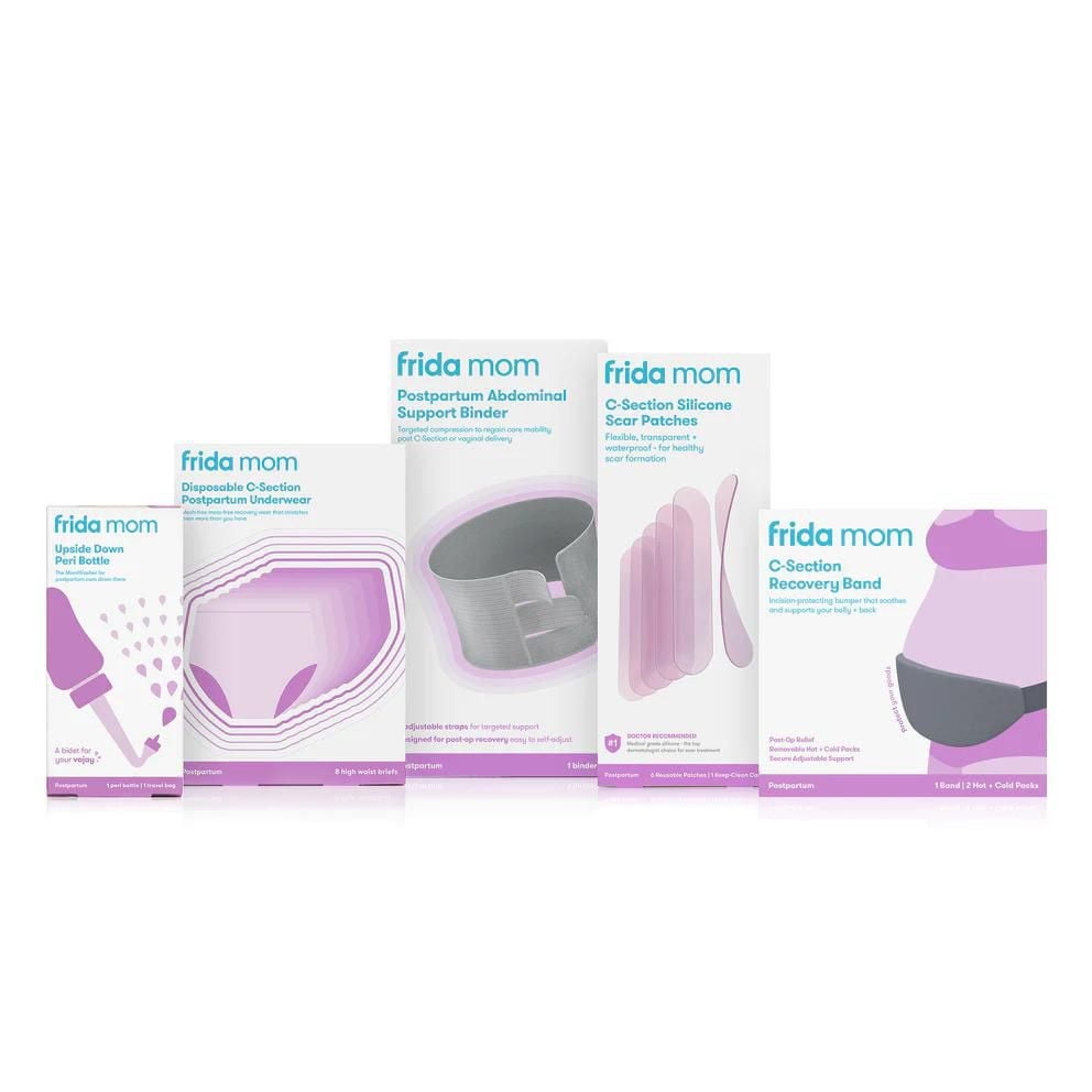 Frida Mom - C-Section Silicone Scar Patches Silicone Strips, C-Section Recovery Must Have Scar Patches, Reusable Medical Grade Treatment for Keloid Scars, Includes Case & Pouch, 6 Pack