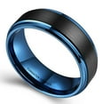 thumbnail image 2 of Wedding Rings For Men. 8mm Black Matte Tungsten Wedding Band w/ Blue Inlay, 2 of 4
