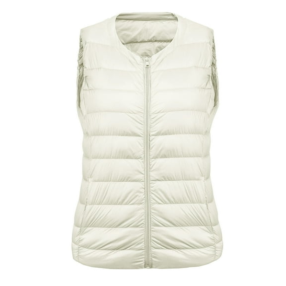 Hueook Winter Vest for Women Lightweight Warm Winter Coats Polar Soft Vests Outerwear with Zip Up Pockets Sleeveless Jacket for Winter 50% Off Clearance