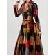 thumbnail image 4 of Vestido largo vintage para mujer, estampado ajustado, con abertura y botones, cuello vuelto, chaqueta de manga larga para mujer, gabardina para mujer, 4 of 4