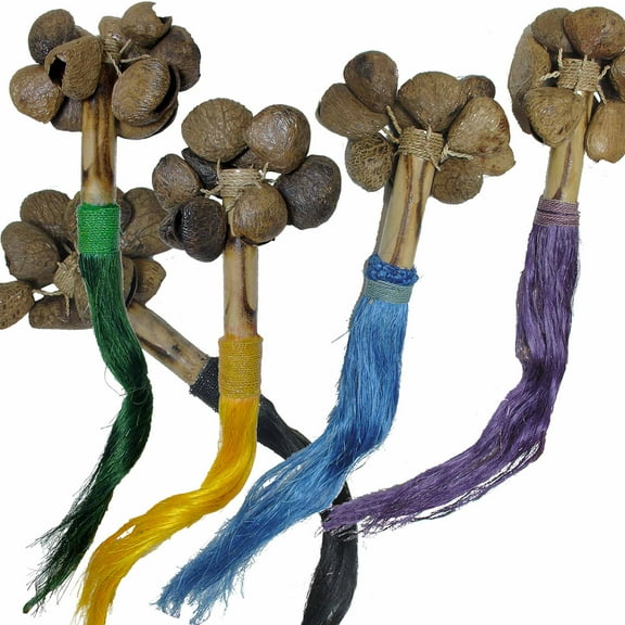 Stoneage Arts Inc 9" Maracas with Chachaus Seed and Sisal Whisk
