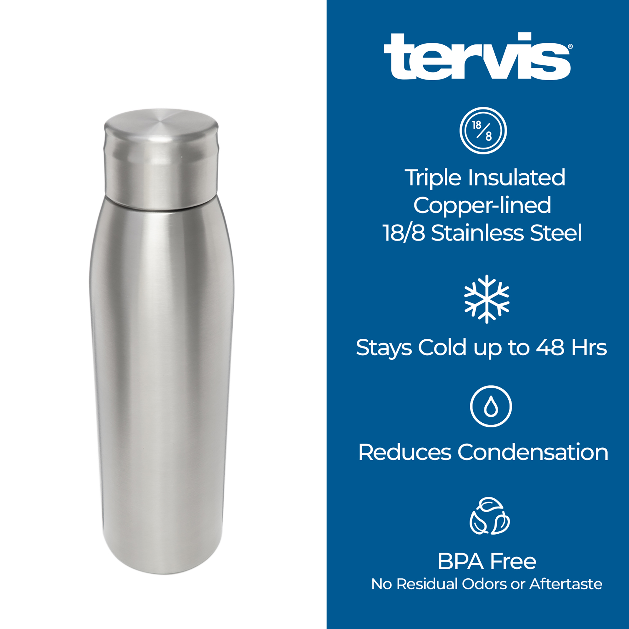 Custom Tervis 17 oz. Stainless Steel Slim Water Bottle