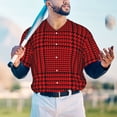 thumbnail image 6 of Balery Red Black Houndstooth Baseball Jersey for Men Casual Button Down Shirts Short Sleeve Active Team Sports Uniform-4X-Large, 6 of 9