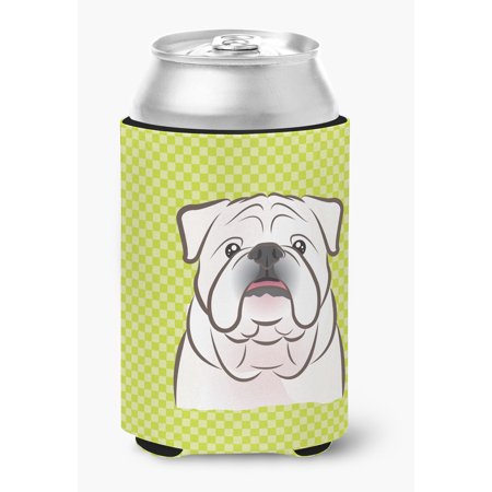 

Checkerboard Lime Green White English Bulldog Can or Bottle Hugger