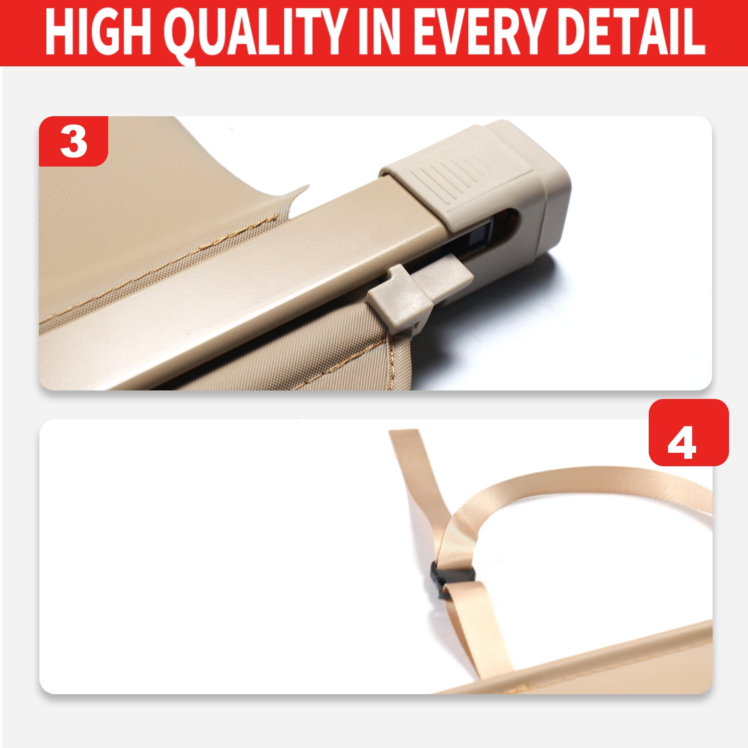 Fit 2003-2009 Toyota 4Runner Retractable Cargo Cover for 2003 2004 2005 2006 2007 2008 2009 Toyota 4Runner SUV Accessory Rear Trunk Privacy Shield Shade, Beige