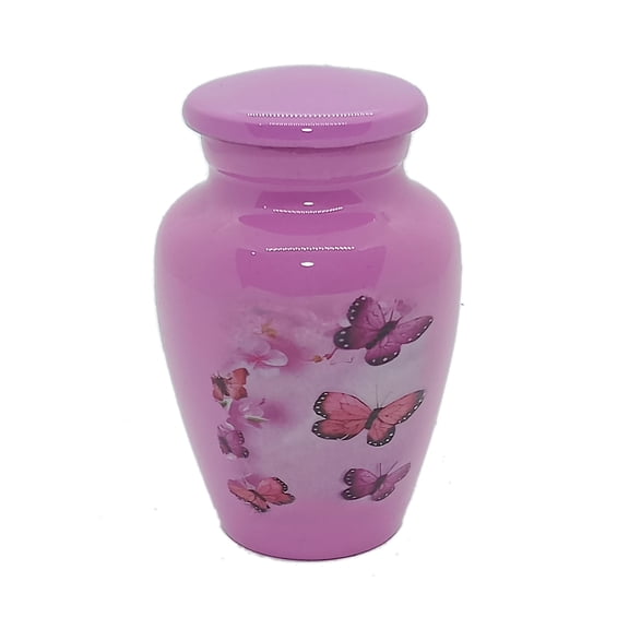 UR Keepsake Urn –Purple & Pink Butterfly Keepsake Cremation Urn for Human Ashes with Velvet Box & Velvet Bag-Mini Keepsake Urn - Affordable Keepsake Urn (3 cu.in)