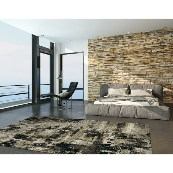 5' x 8' Ivory or Charcoal Abstract Transitional Indoor Area Rug