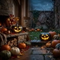 thumbnail image 6 of Led Light Up Pumpkin Decor, Black Smiling Face Classic, Fall Porch Yard Indoor Outdoor, Resin Battery Operated Design Build, Autumn Halloween Party Accent Gift Gift, 6 of 6