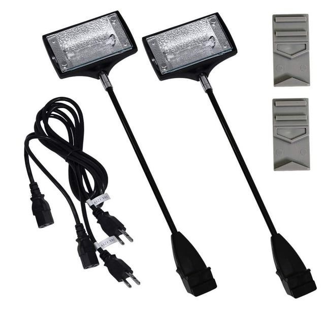 Vispronet Trade Show Lights – 150w Halogen Spot Lights with Bulbs & Adapters for Booth Display & Pop Up Booth Podiums, Portable Event Lighting for Vendors (Set of 2) (Black)