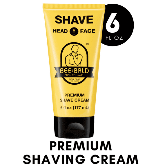 Bee Bald SHAVE Premium Shaving Cream for Men, Smooth & Quick Shave for Face and Head, 6 fl oz