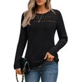 thumbnail image 2 of Camisa de Larga con Encaje para Mujer, Top de Otoño, Moda Elegante, Informal, Tipo Túnica, Suéter, Ropa de . Negro XL, 2 of 8