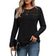 thumbnail image 2 of Camisa de Larga con Encaje para Mujer, Top de Otoño, Moda Elegante, Informal, Tipo Túnica, Suéter, Ropa de . Negro XL, 2 of 8
