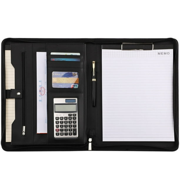 Carpeta Portfolio Profesional con Cremallera, Portadocumento con Bolsillo para Tableta y Móvil, Ideal para Juntar Cuaderno de Notas, Oficina Trabajo Uso Escolar