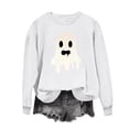 thumbnail image 3 of Women's Pumpkin Sweatshirts Color Block Fall Halloween Hoodie Lightweight Long Sleeve Pullover Tops Purple, 5XL, 3 of 6