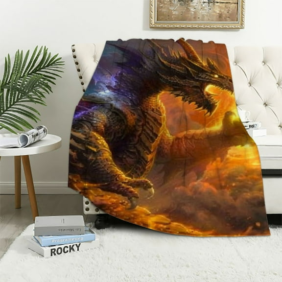 SHERONV Dragon Demon Fire Ball Warm Lightweight Blanket Soft Fleece Blankets for All Seasons - Perfect for Living Rooms Sofa Decor and Cow Gifts 40x50in