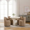 thumbnail image 5 of Guyou 360° Swivel Barrel Dining Chair Set of 2, Mid-Century Modern Upholstered Barrel Accent Chair, Velvet Round Vanity Chair for Dining Room Living Room Bedroom, Khaki, 5 of 10