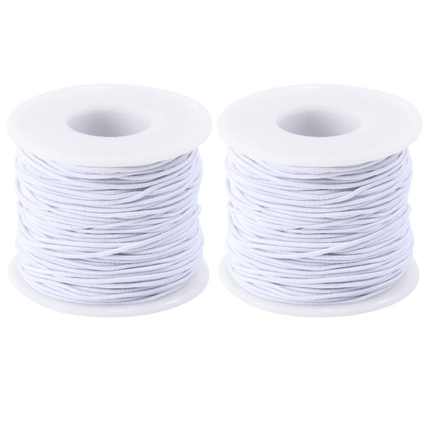 2 rollos de 50 m y 1 mm de hilo elástico con núcleo para hacer pulseras, cuentas hechas a mano, cordón elástico resistente para hacer joyas y pulseras (blanco)