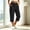 Black, variant on Womens Solid Color Elastic High Waist Cotton Blend Capri Pants Loose Casual Cropped Trousers with Side Pockets Khaki L(L)