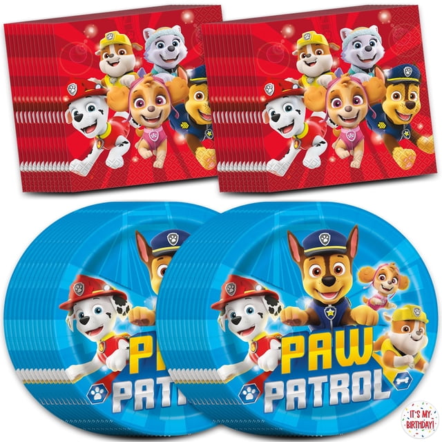 Set de platos y servilletas para fiesta Paw Patrol, 32 piezas