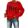 thumbnail image 5 of Brilliant Valentines Sweater Women Women's Christmas Printed Round Neck Long Sleeves Top Loose Fitting Sweater New(Red,S), 5 of 6