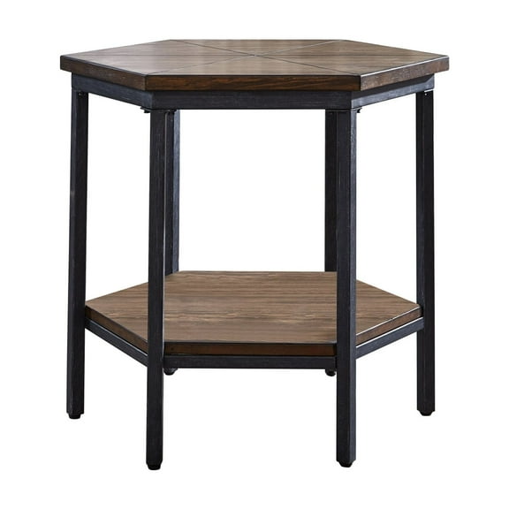 Ultimo Hexagon End Table Stylish Brown Iron Accent Piece