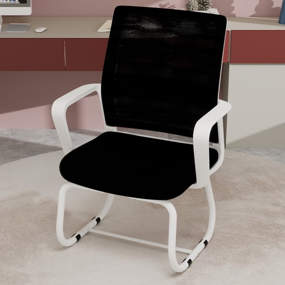 Leumius Ergonomic Mesh Back Office Chair,Home Office Desk Chairs with Back Support,Computer Chair with Arms for Home Office,White Black