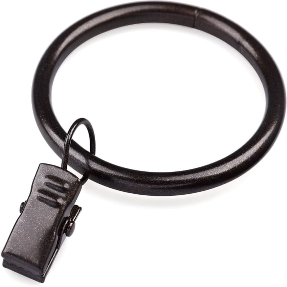 XIBUFE Curtain Rings with Clips - Set of 14,Interior Diameter 1.75Inch,Fits Up to 1 1/2 Inch Rod - Oil Rubbed Bronze