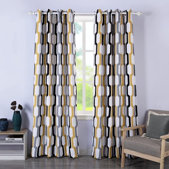 DriftAway Geometric Grommet Blackout Curtains, 52" x 84" 2 Panels