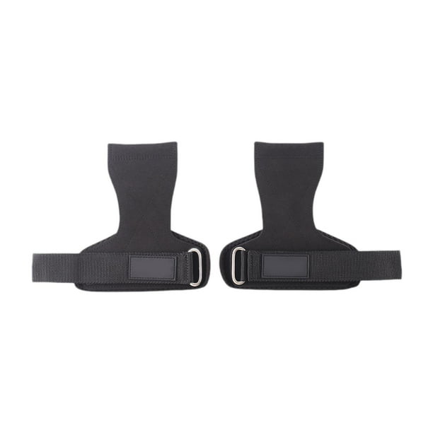 Correas de muñeca de levantamiento de pesas empuñaduras a mano pull ups de palma de la palma entrenamiento cómodo para hombres para mujeres pulsera de Negro