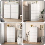 5 Drawer Dresser for Bedroom, White Tall Chest of Drawers Wood Storage Cabinet for Living Room, Hallway, Entryway, Guest Room