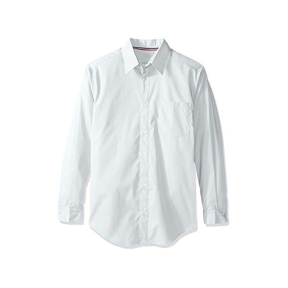 French Toast Men's Long Sleeve Dress Shirt with Expandable, White, Size Large