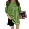 thumbnail image 2 of Camiseta de mujer estampada de manga corta con cuello redondo y suelta camiseta de verano, verde, M Kearding AP001204-05B, 2 of 7
