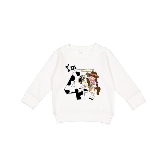 Inktastic I'm Four-cowgirl Riding Horse Birthday Toddler Sweatshirt