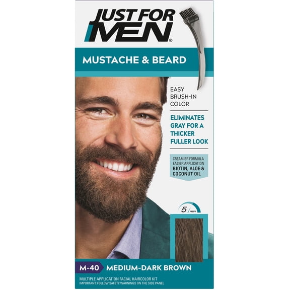 Just For Men Brush-in Color Gel, Medium-Dark Brown M-40, 1 Each (Pack of 6)