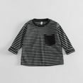 thumbnail image 2 of Mercatoo Baby Boys Cute Striped T-Shirt Kids Girls Long Sleeve Crewneck Pullover Sweatshirt Pocket School Basic Top, 2 of 3
