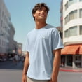 thumbnail image 5 of Dalix Ghost Heavyweight Pigment Dye Tee Short Sleeve Cotton Shirt Mens in Ice Blue S Small, 5 of 5