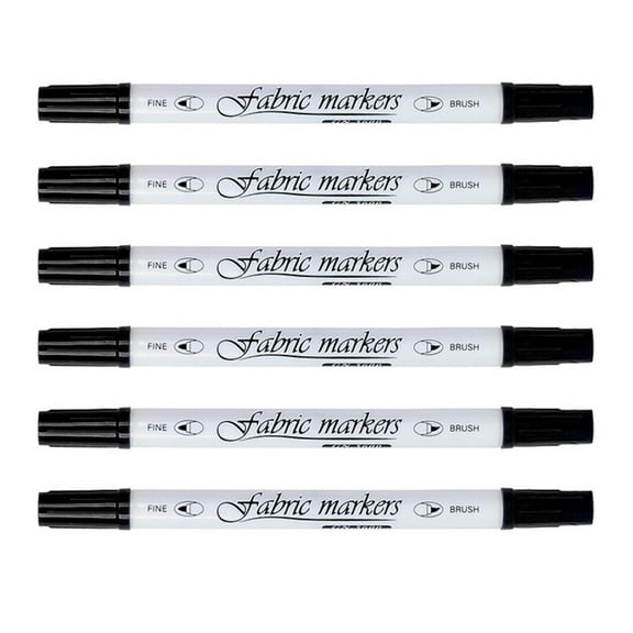 6Pcs Fabric Marker with Fine Tip and Brush Tip, Washable Fabric Penfor Painting on Clothing, Tshirt, Bag, Hat, Shoe