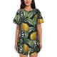 thumbnail image 1 of Balery Citrus Fruits Elegant Lemons Conjunto de Pijama para Mujer con Estampado, Dos Piezas de Manga Corta y Shorts, Ropa de Dormir Suave con Cuello Redondo y Bolsillos-Large, 1 of 6