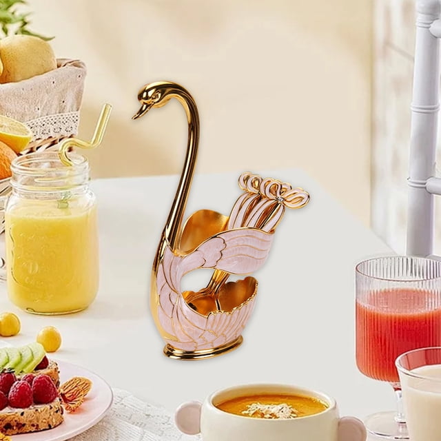 RKSTN Metal Spoon Exquisite and Fashionable Base Compositional Spoon Set 1 Base 6 Spoons Suitable As Table Decoration Ornaments Gifts Kitchen Gadgets