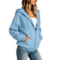 thumbnail image 4 of Xdegoge Womens Zip Up Hoodies Casual Long Sleeve Athletic Drawstring Fleece Relaxed Fit Workout Track Jackets with Pockets for Running Activewear, 4 of 8