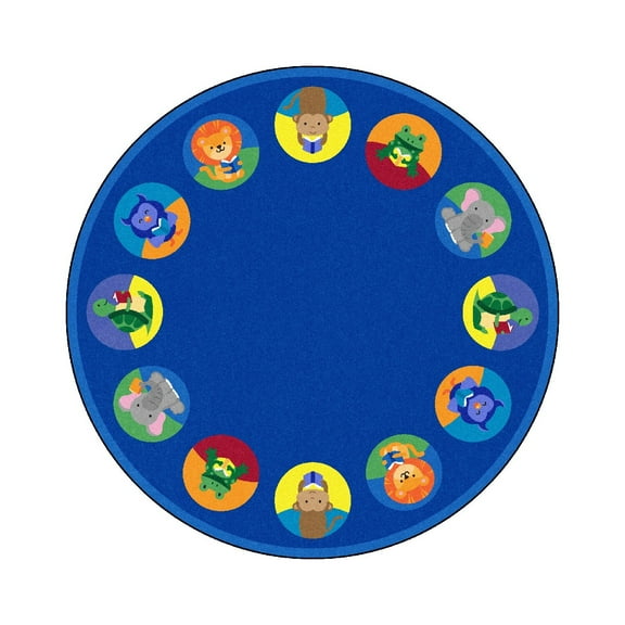 Animal Readers 7'7" Round Area Rug In Color Multi-Color:Multi,Material:Nylon