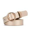 thumbnail image 1 of Faithtur Ceinture Unisexe Couleur Unie Boucle Ronde Cuir Souple Résistante à l'Usure Mode Rétro Classique Ceinture, 1 of 4