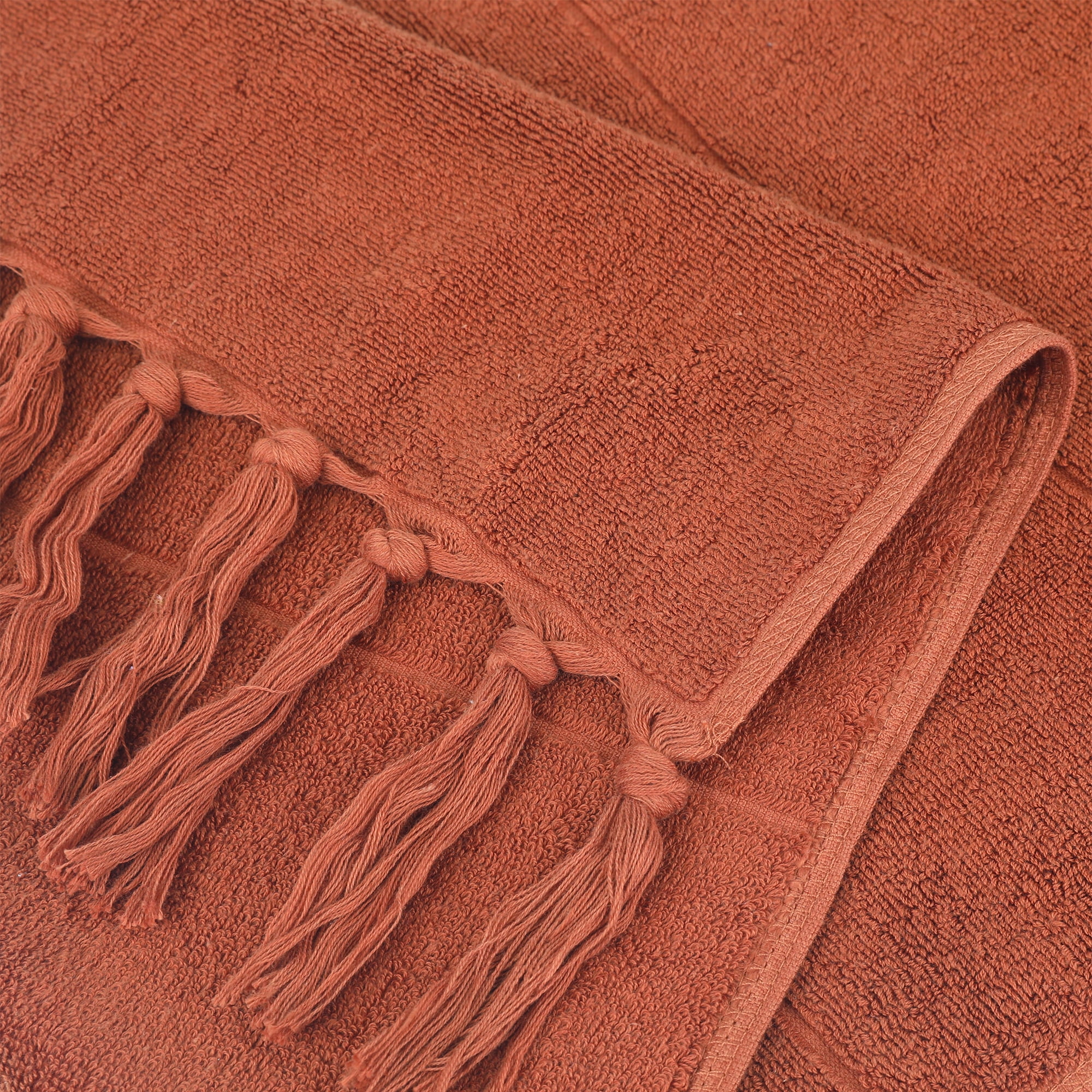 Unique Bargains 3 Pack Striped Solid Hand Towel Brown/Orange 14"x30"/13"x29"